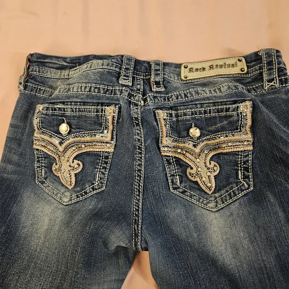 Rock Revival Blue Straight Leg Jeans Classic Denim - Picture 9 of 10